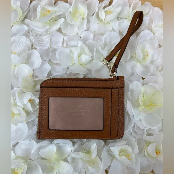 kate spade Brown Pebbled Leather Wristlet Card Holder NEW - Picture 8 of 10